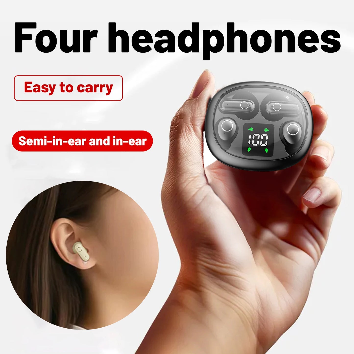 SHUKE 2in1 Wireless Bluetooth Earbuds With Noise Cancellation