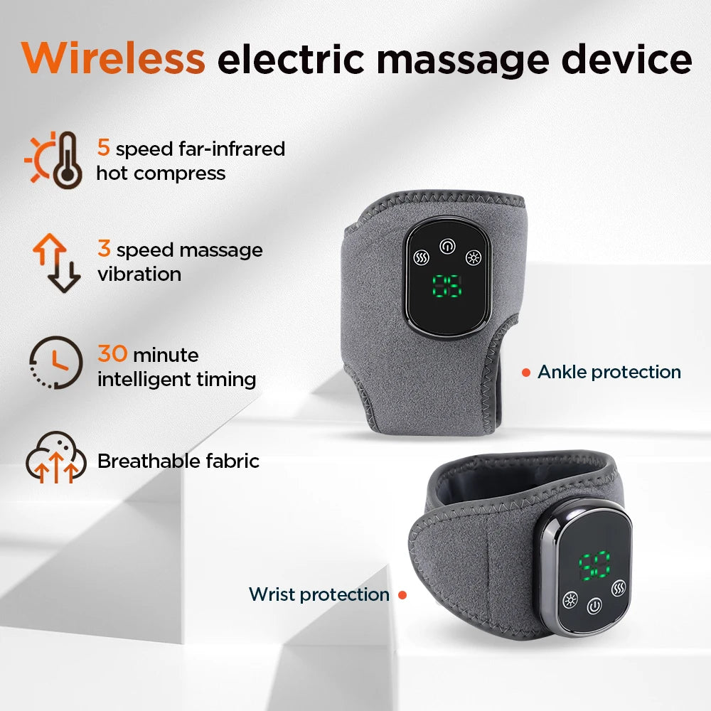 Hailicare Rechargeable Electric Ankle Massage Brace With Heat And Vibration