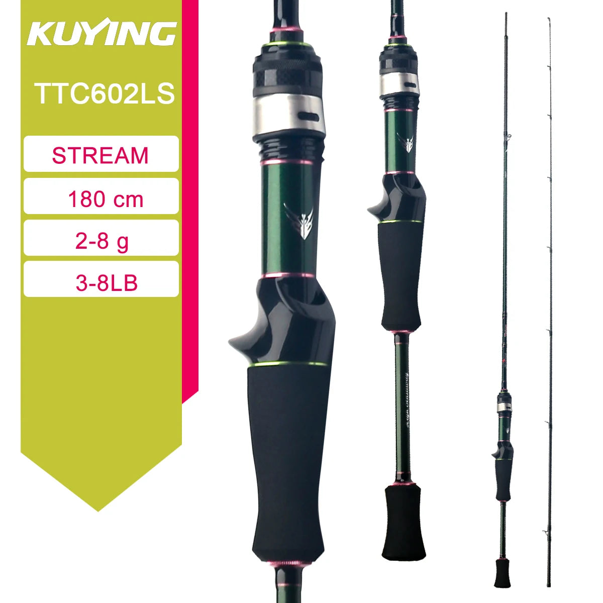 Kuying Carbon Fishing Rod Lure Casting Spinning 6 to 10 Lb Two Piece