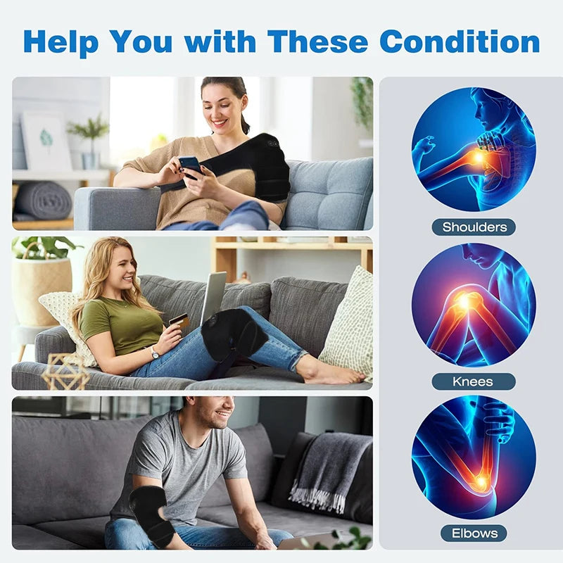 Smart Heated Massage Brace for Shoulder - Support with Graphene Heating USB Electric 3 Modes Vibration Massager Arm Muscle Relax
