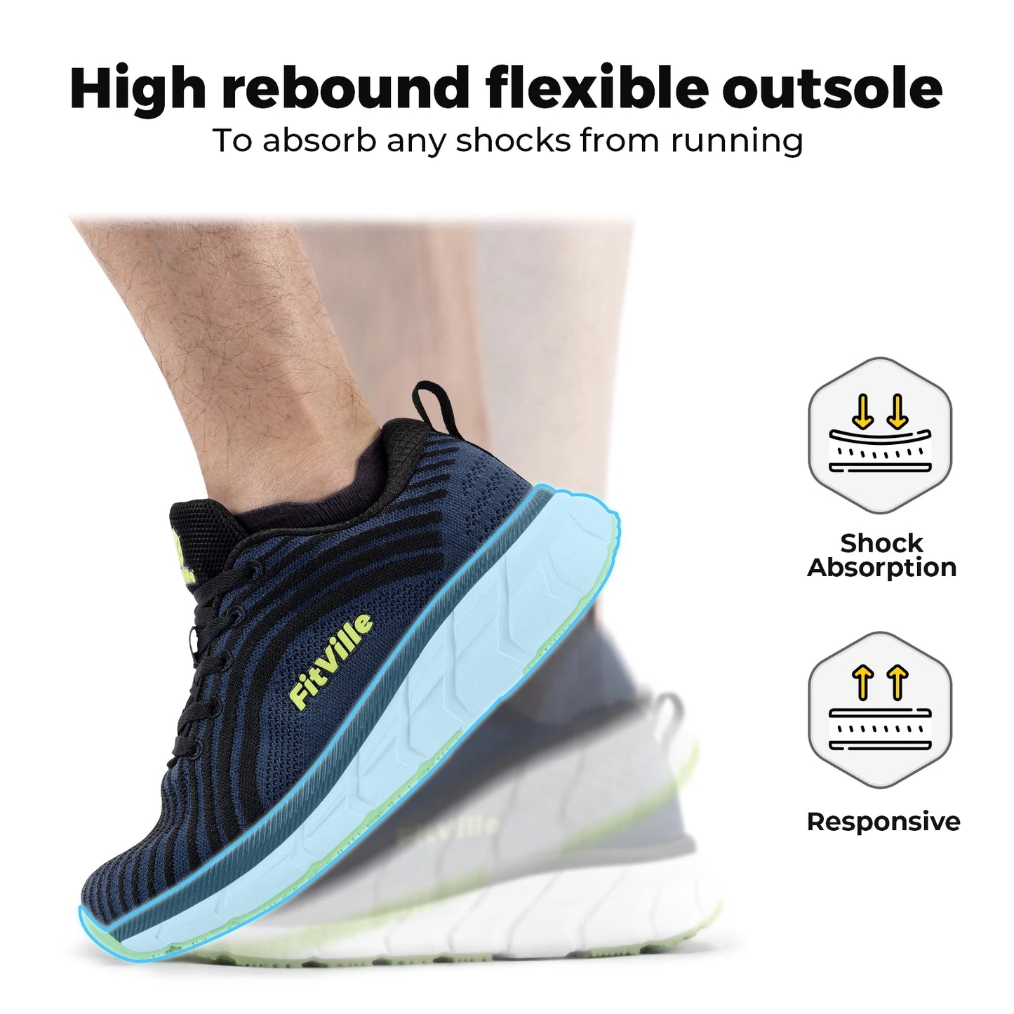 Fitville Men's Wide Toe Box Cushioned Running Shoes