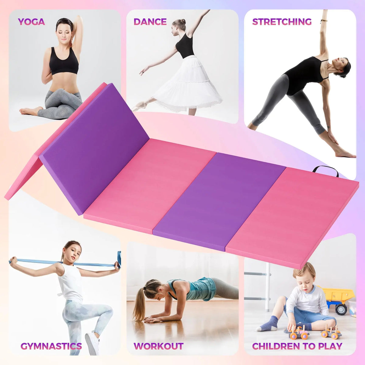 HiMISS Foldable Gymnastics Mat For Home Exercise And Yoga