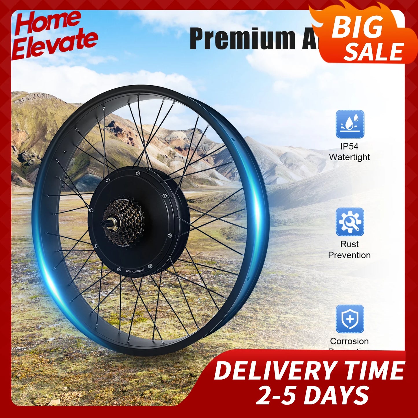 Bymaocar 48V 1500W Electric Bike Conversion Kit Hub Motor LCD Display