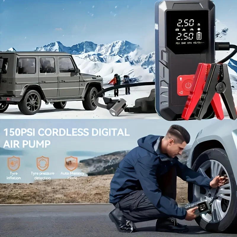 Portable Car Jump Starter Power Bank With Air Inflator