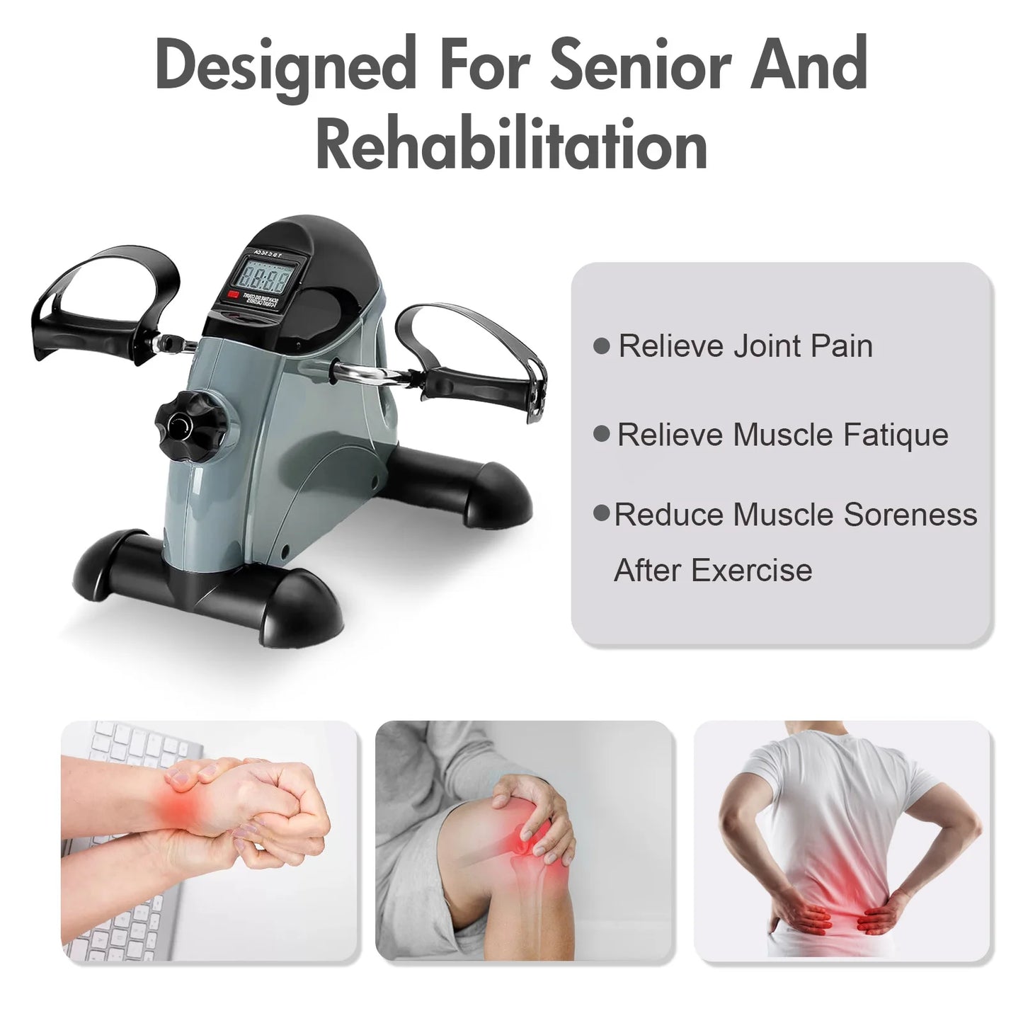 Motorized Mini Pedal Exerciser With Digital LCD Screen Display