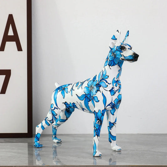 FLYuechun Resin Doberman Dog Statue Home Office Decor