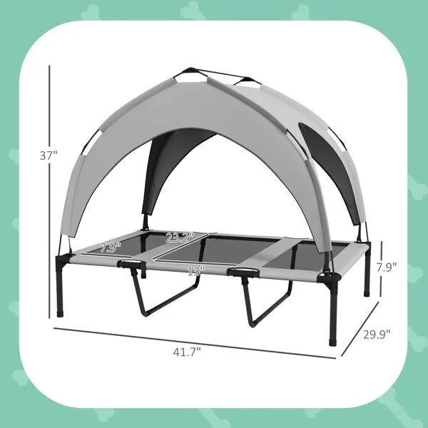 Elevated Dog Bed With Cooling Pad And Canopy, Portable Cot