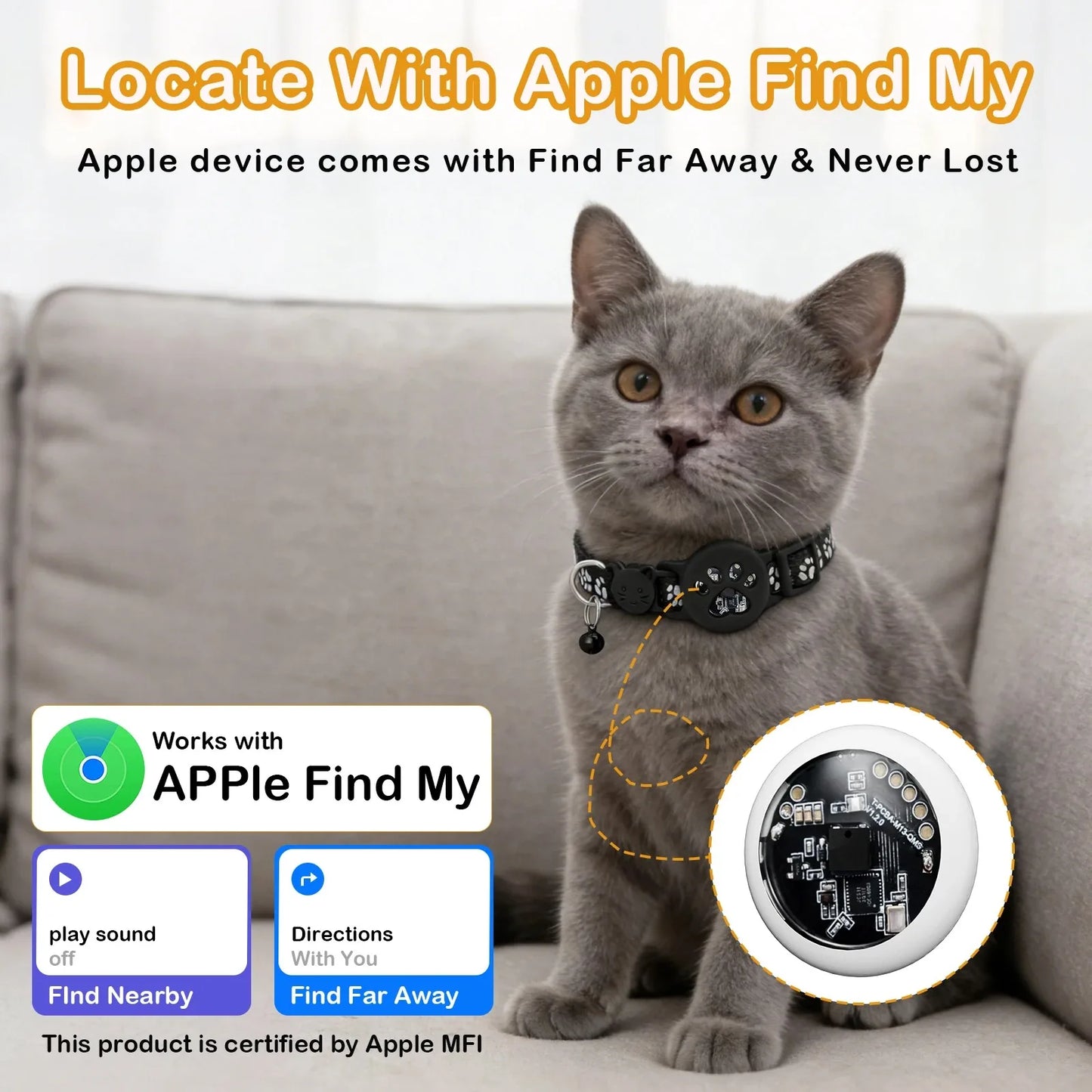 MOSON Multifunctional Pet Smart GPS Tracker Collar for Cats and Pets