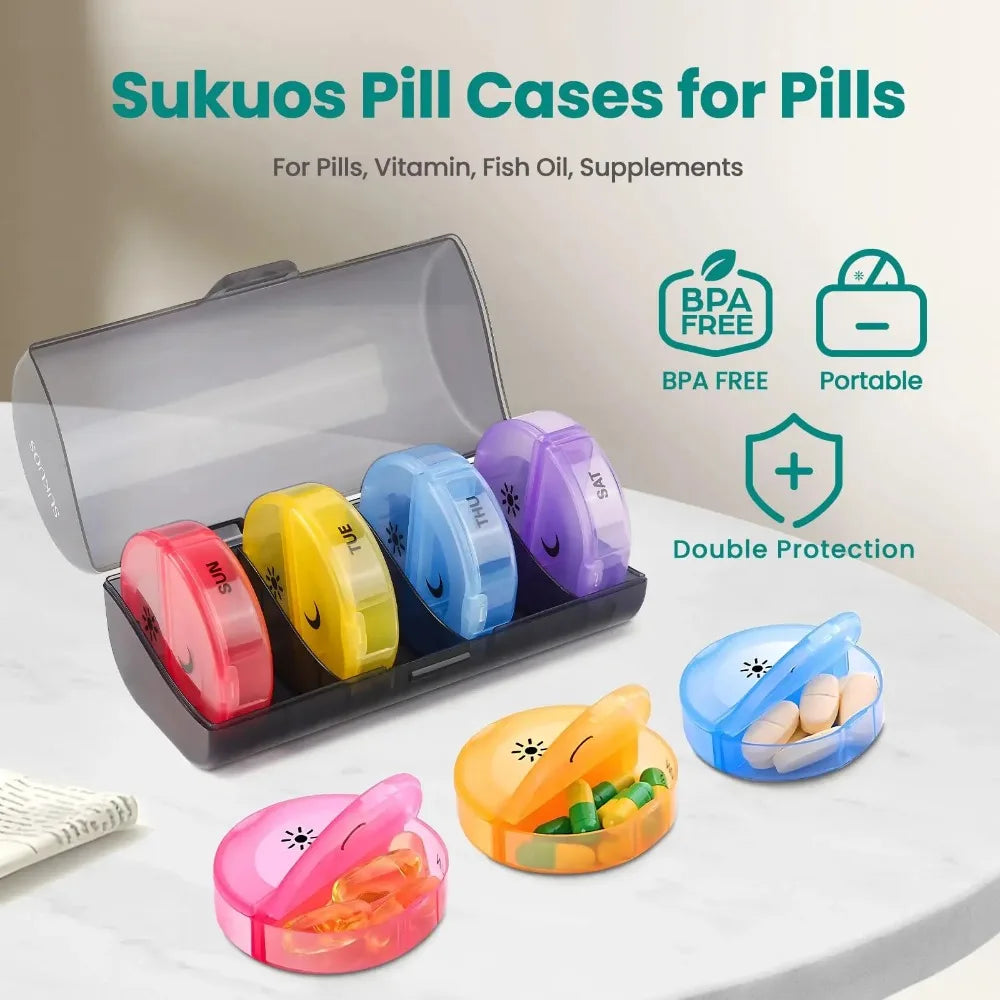 Weekly Portable Medicine Pill Box Container Organizer for Tablet Storage