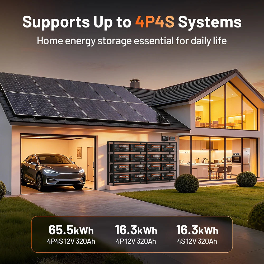 Humsienk 12V 320Ah LiFePO4 Battery With Bluetooth 250A BMS
