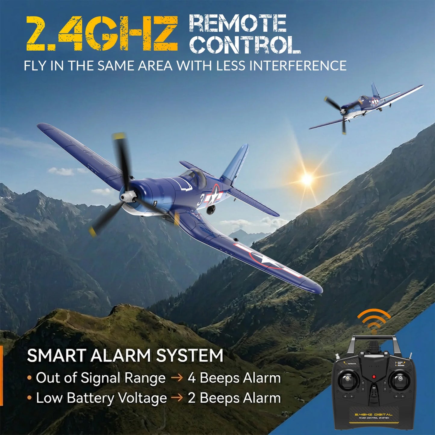 VOLANTEXRC F4U Corsair RC Plane, 4-Channel With Gyro