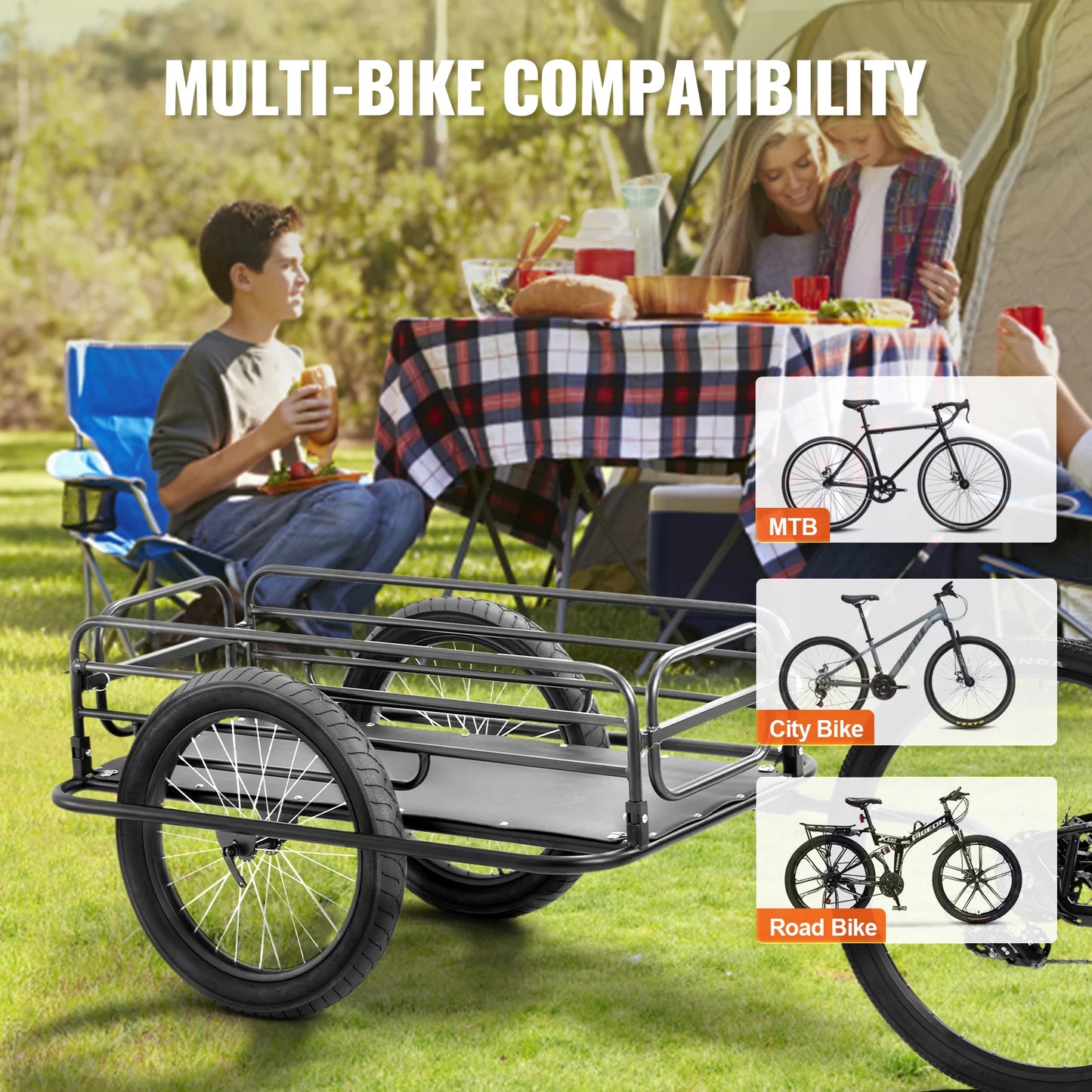 Heavy Duty Foldable Bike Cargo Trailer With Universal Hitch