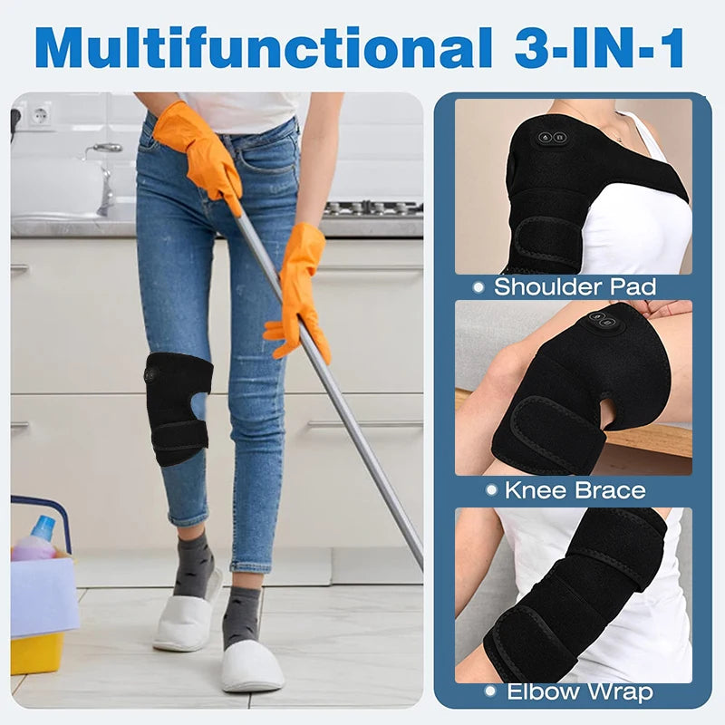 Smart Heated Massage Brace for Shoulder - Support with Graphene Heating USB Electric 3 Modes Vibration Massager Arm Muscle Relax