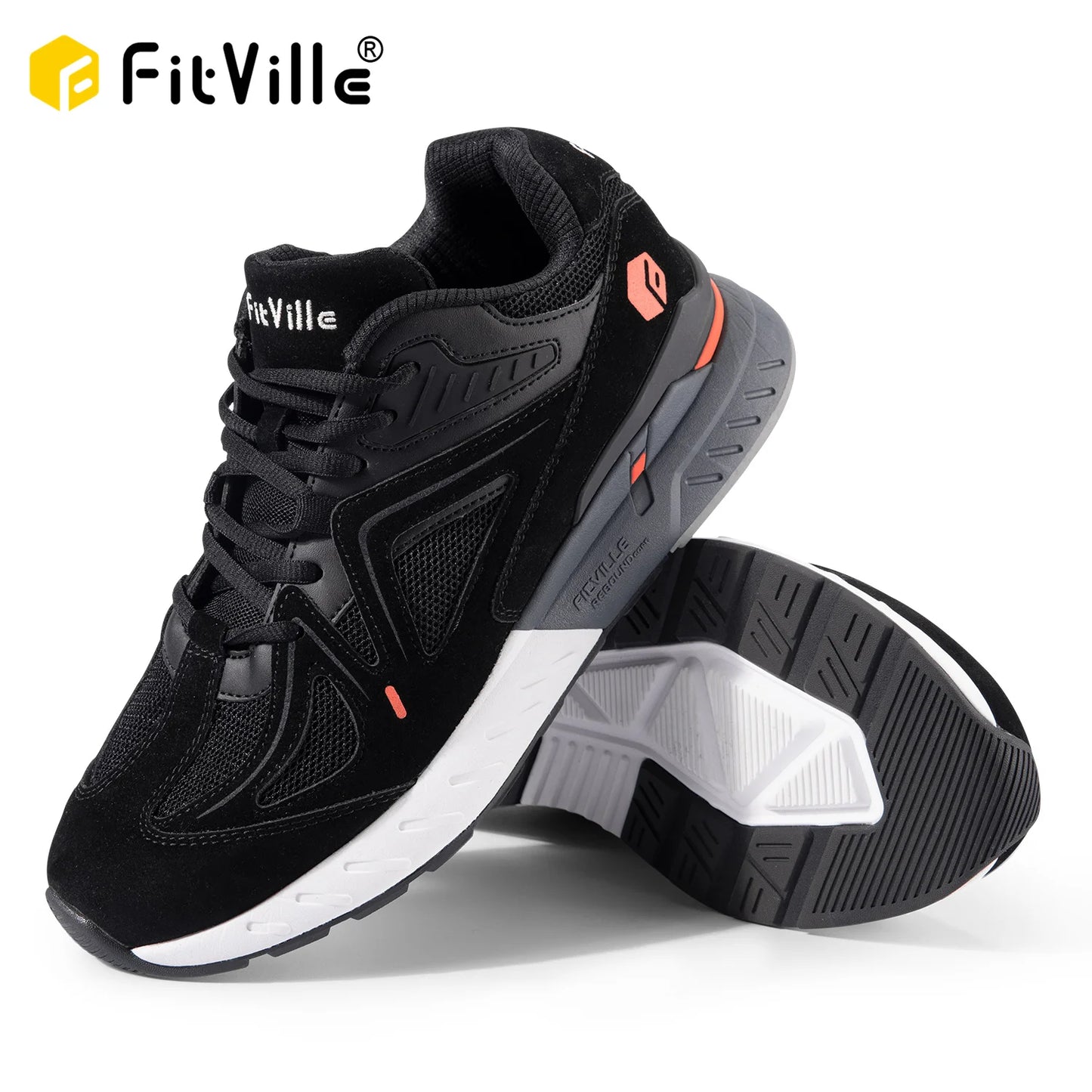 FitVille Men Walking Shoes Extra Wide Lightweight Sneakers Arch Support