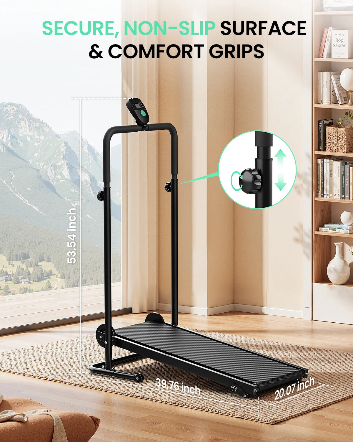 AKLUER Non Electric Treadmill With Dual Flywheels And Fixed Incline