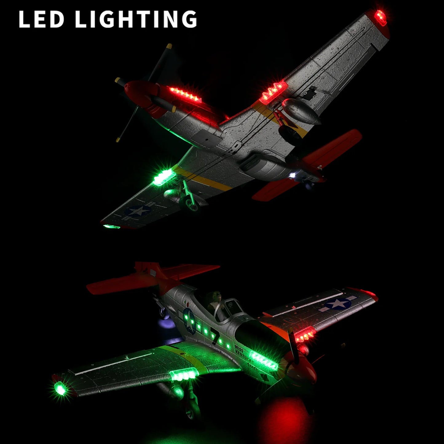 WLtoys A280 P51 Mustang 4CH RC Plane With LED Lights