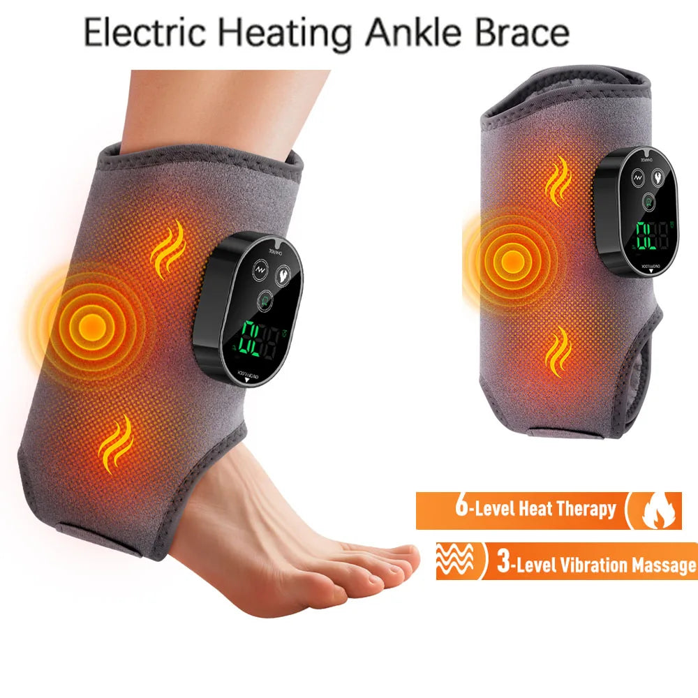 Hailicare Rechargeable Electric Ankle Massage Brace With Heat And Vibration