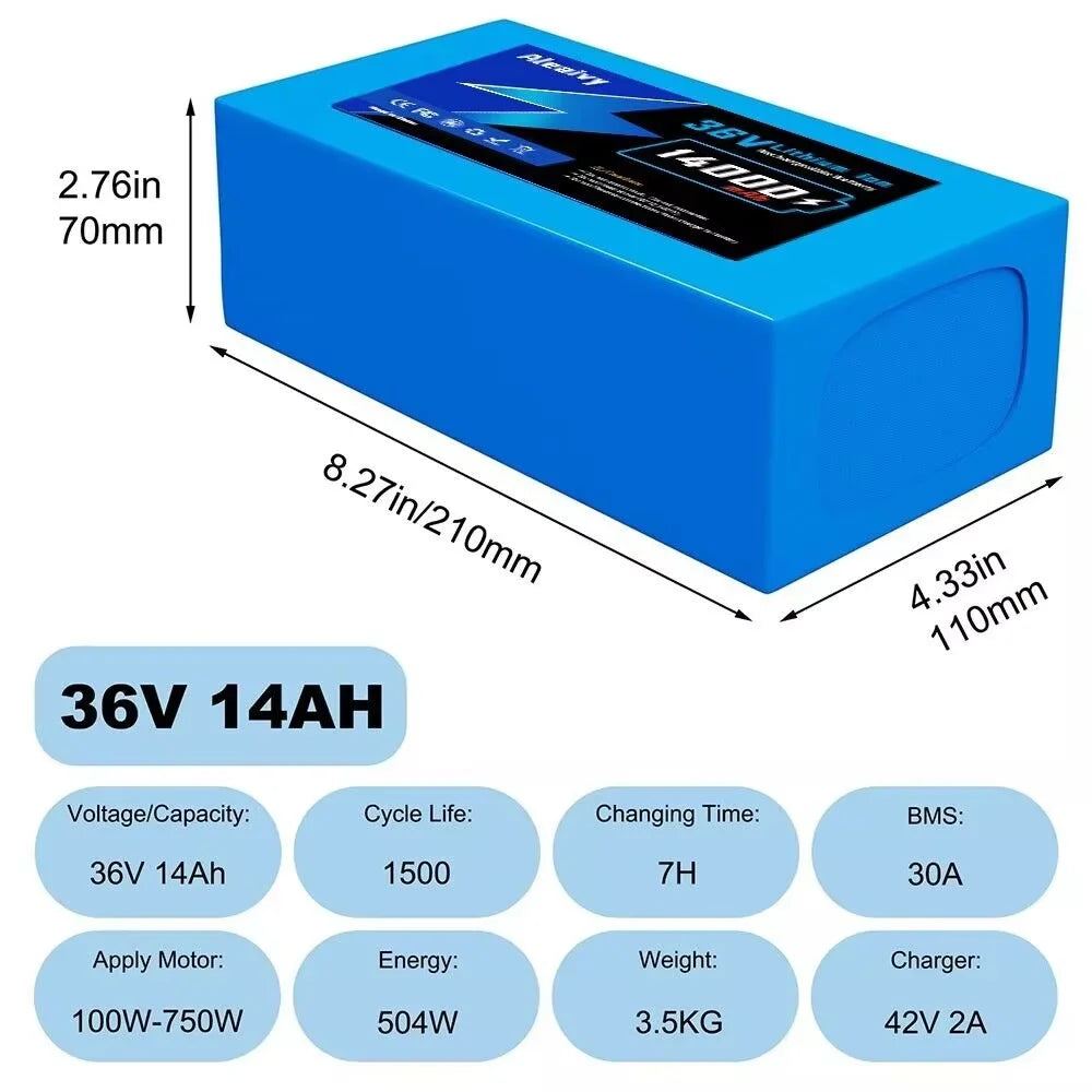 Cheterdoli 36V Li-Ion Ebike Battery Pack 10–20Ah With Charger