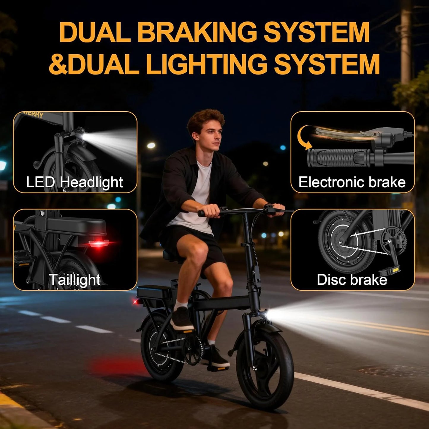 Ladped 14 Inch Foldable Electric Bike With Two Seats