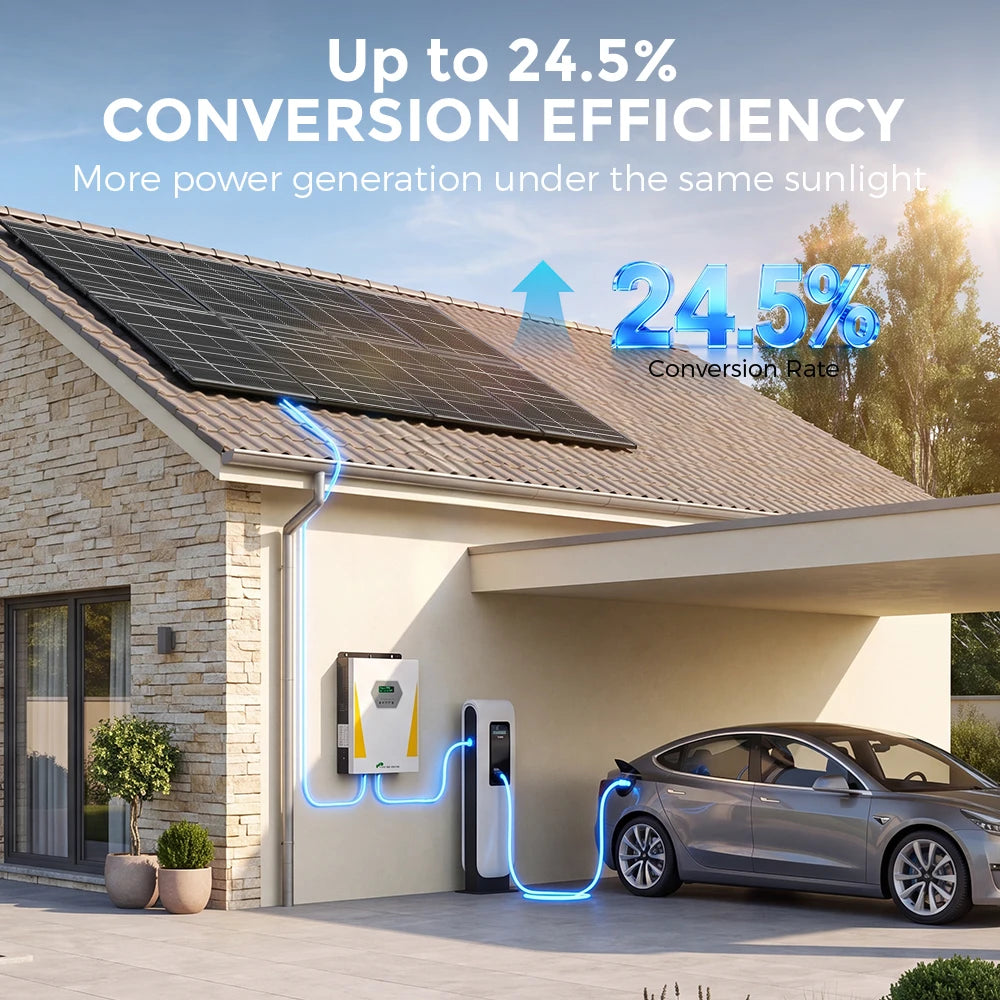 RVPOZWER Bifacial Solar Panel 16BB High Efficiency Photovoltaic Module