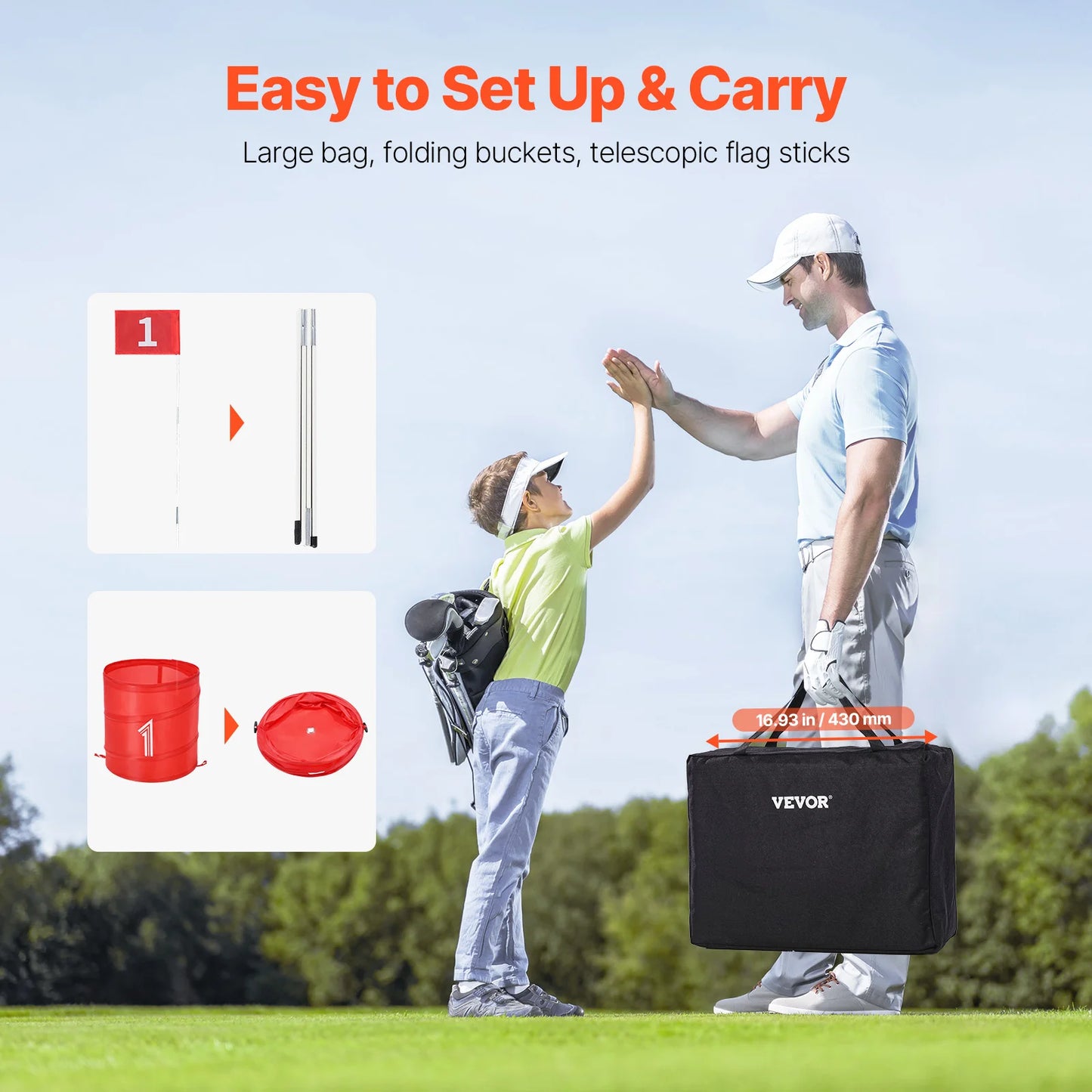SucceBuy Backyard Golf Game Set 3 Hole Portable Bucket