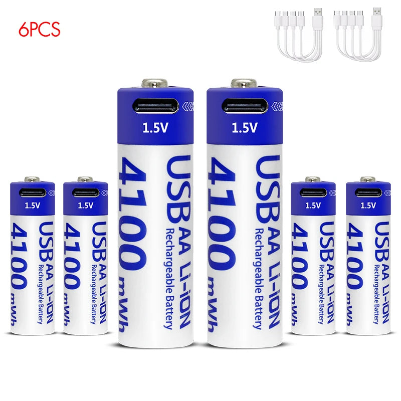 Kuugro USB Rechargeable AA Battery 1.5V 4100mWh Lithium Ion