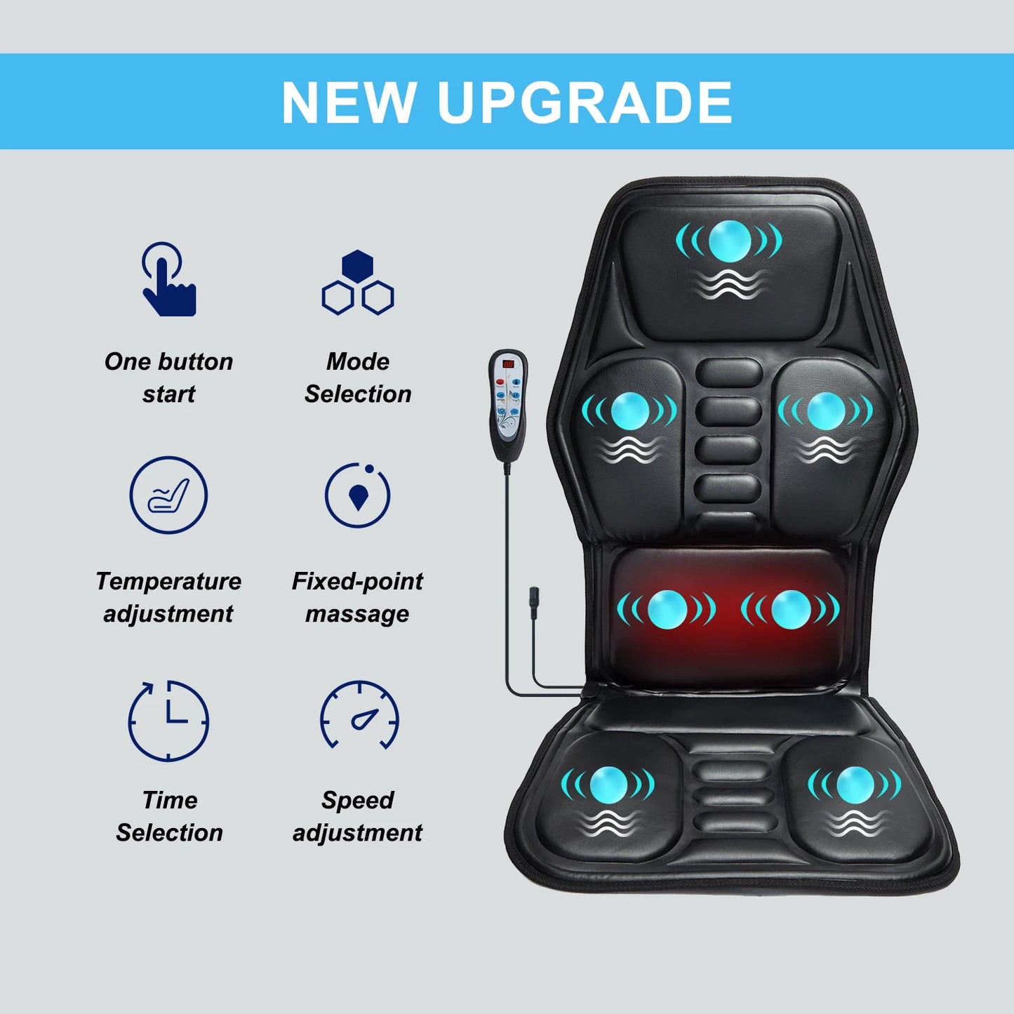 HOMEMASSA Heated Massage Chair Pad With 9 Modes For Comfort