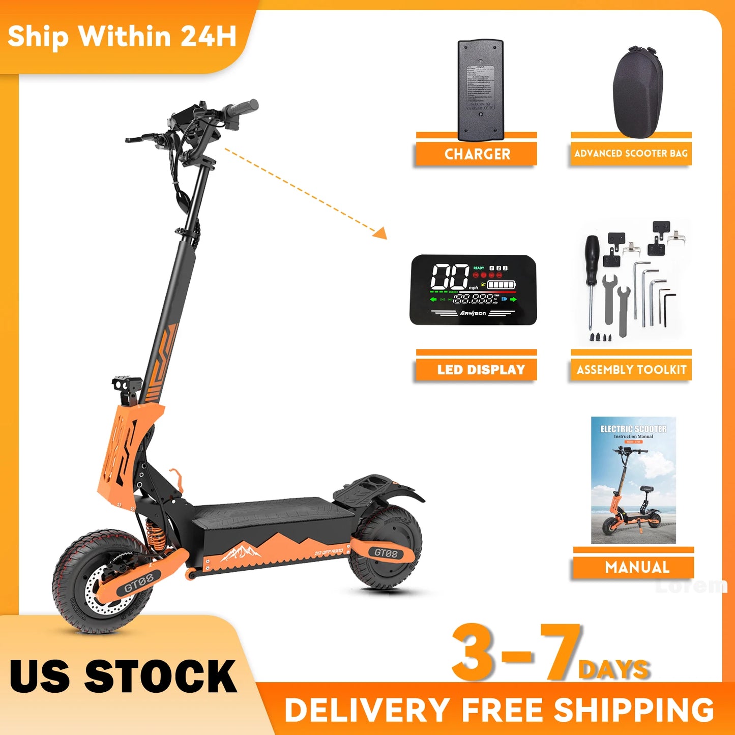 Arwibon 5600W Dual Motor Electric Scooter With Foldable Frame
