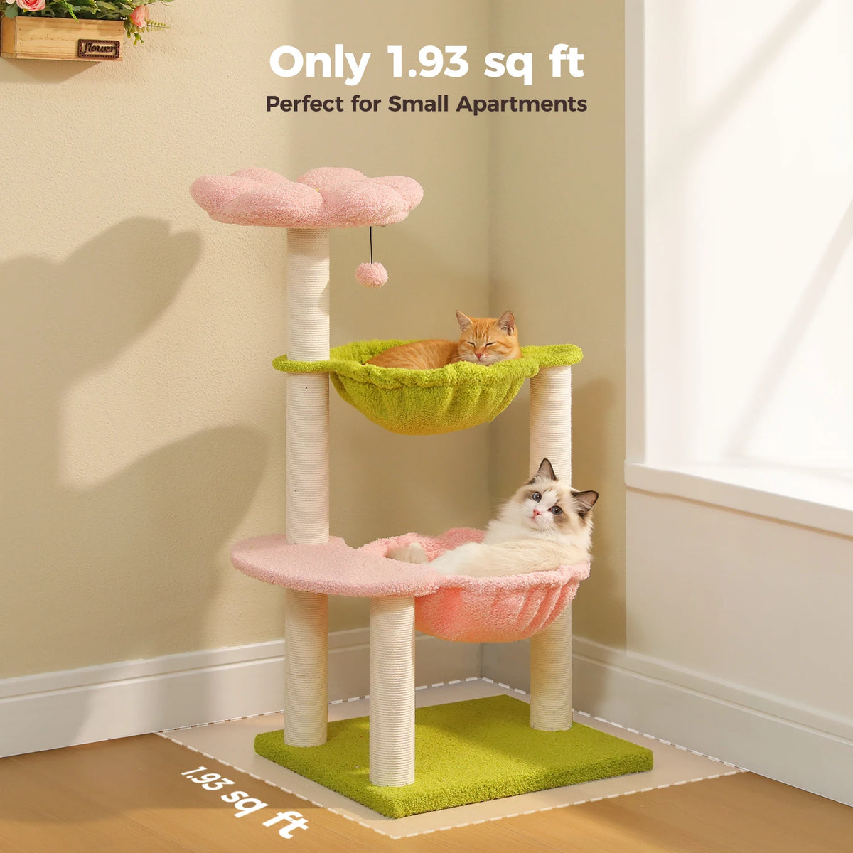 PAWZ Road Flower Cat Tower With Sisal Posts And Hammocks