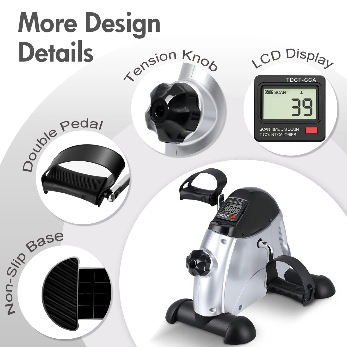 Motorized Mini Pedal Exerciser With Digital LCD Screen Display