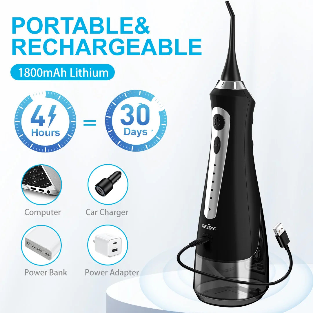 Sejoy Portable Electric Dental Water Flosser Irrigator With Tips