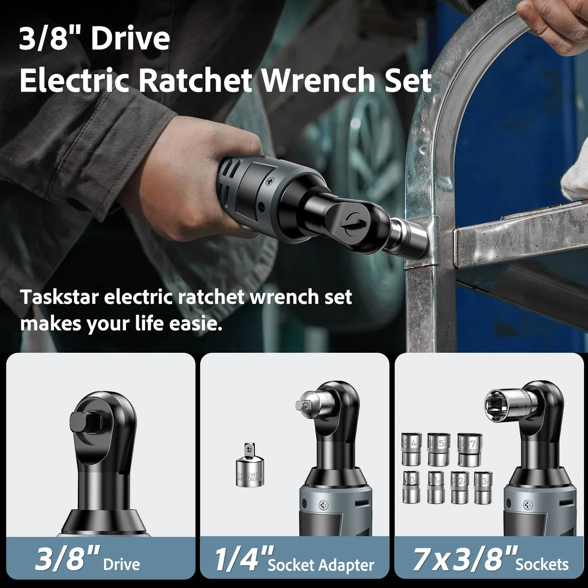 TaskStar Cordless Ratchet Wrench Kit With Battery And Charger