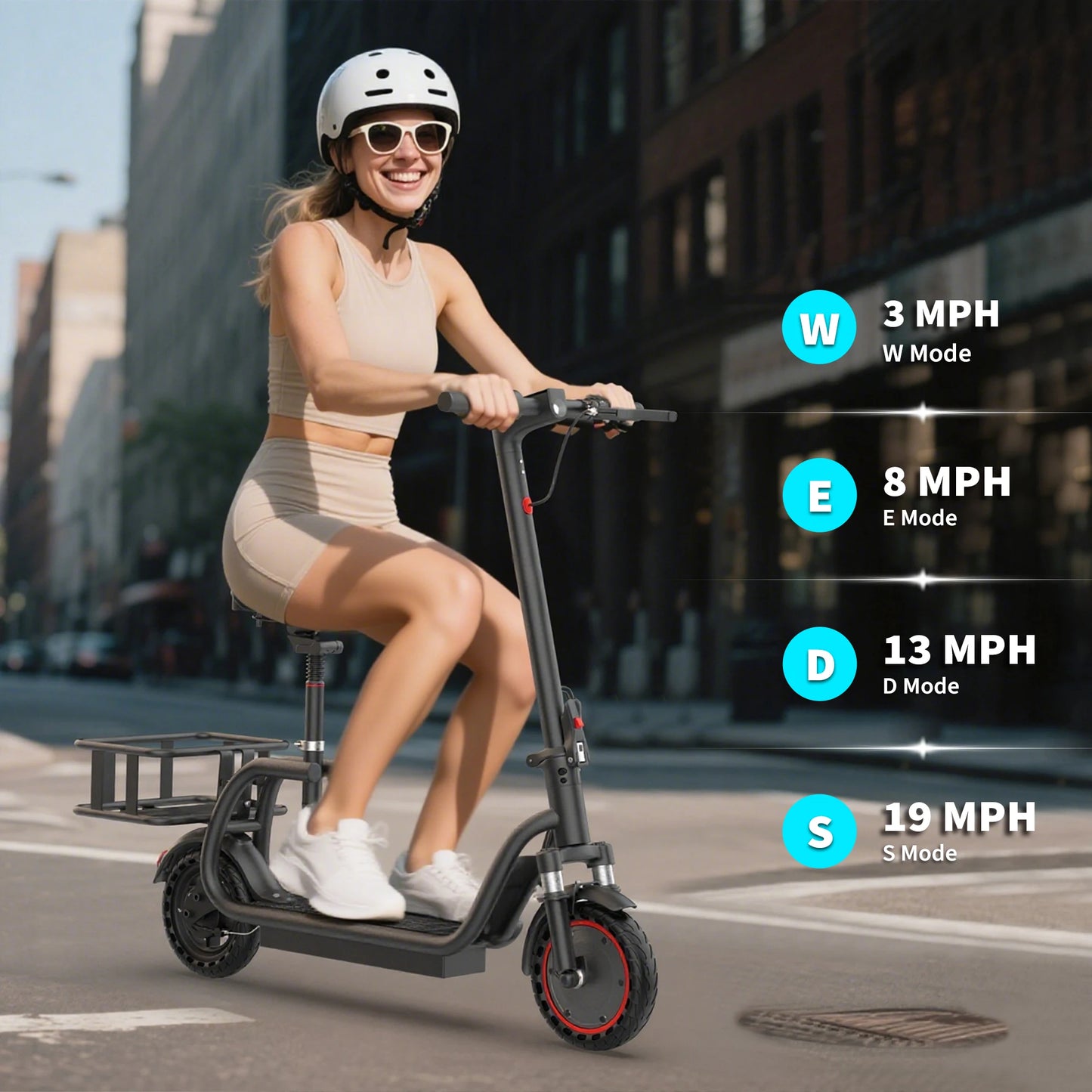 AOVOPRO Foldable Electric Bike 350W Motor With Front Storage Basket