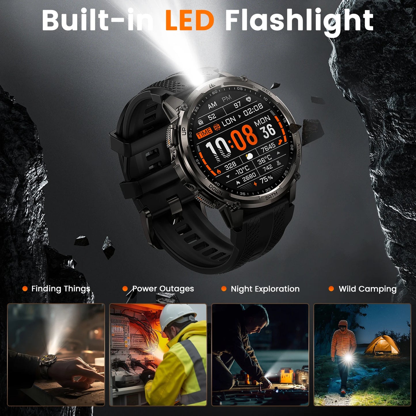 Kospet Tank T4C Smartwatch Dual Band GPS Rugged Outdoor 50M Waterproof