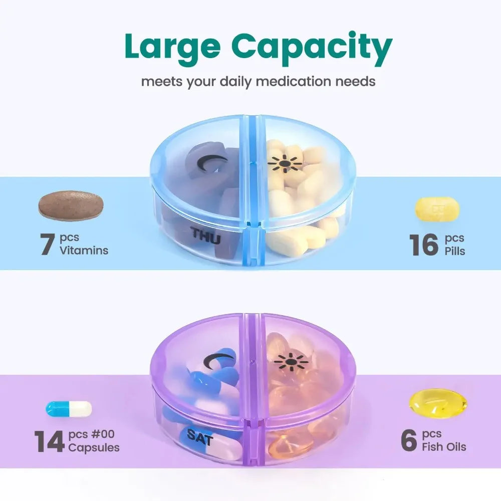 Weekly Portable Medicine Pill Box Container Organizer for Tablet Storage