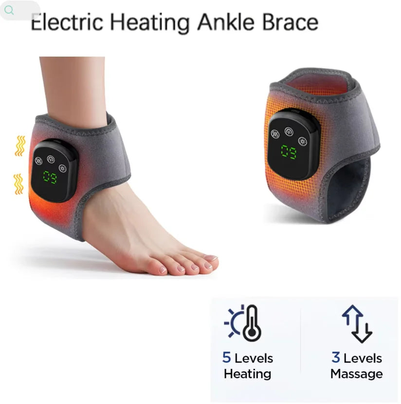 Hailicare Rechargeable Electric Ankle Massage Brace With Heat And Vibration