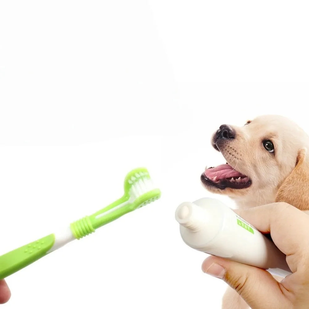 Triple Head Pet Toothbrush Removes Plaque Tartar For Dogs Cats