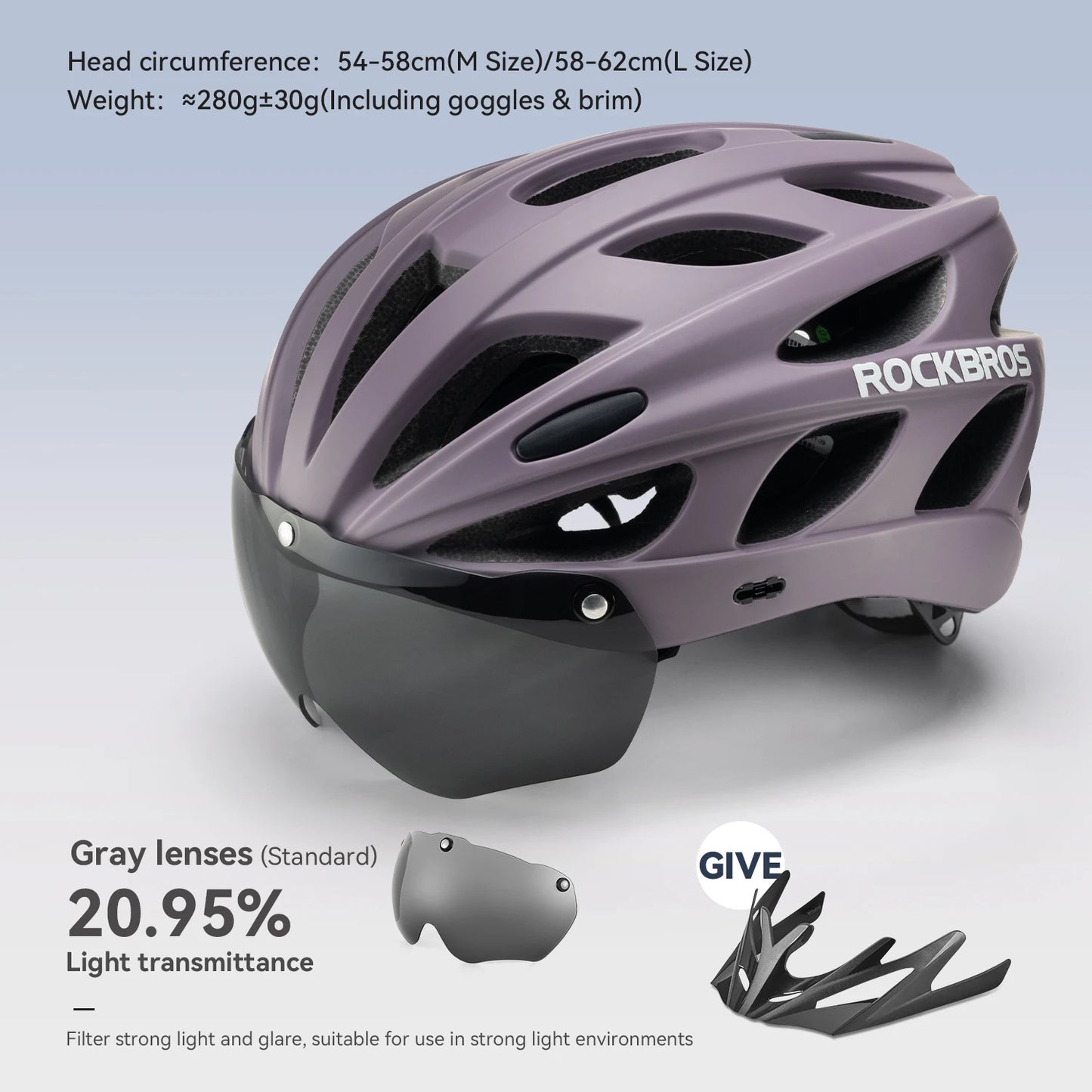 ROCKBROS Cycling Helmet With Goggles, Lightweight Head Protection For MTB Road