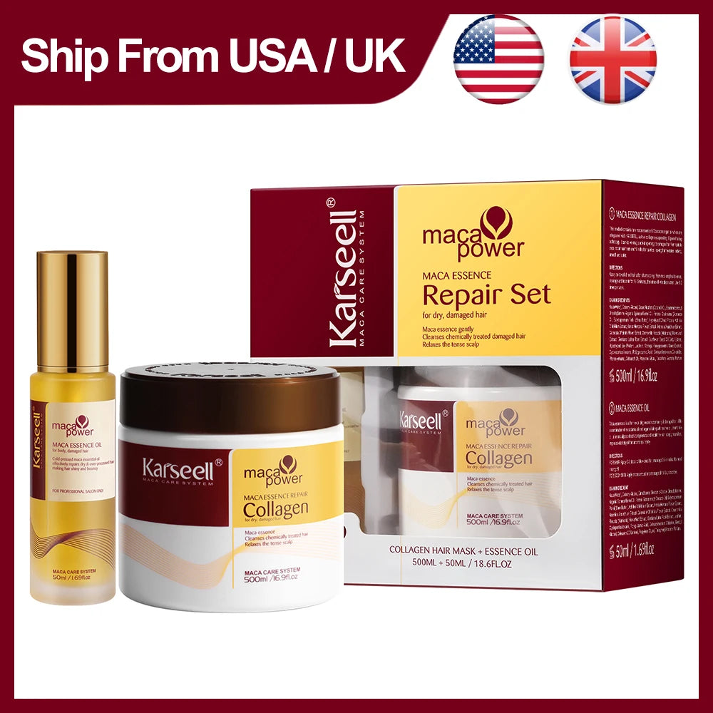 Karseell Collagen Hair Mask With Argan Oil Serum Repair Set