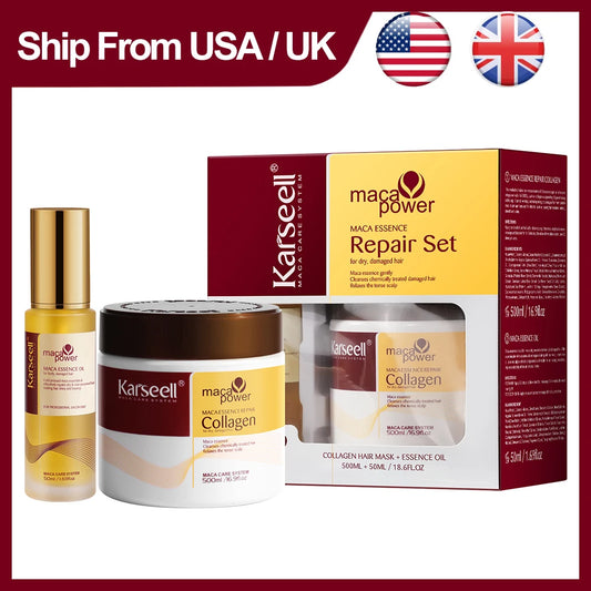 Karseell Collagen Hair Mask With Argan Oil Serum Repair Set