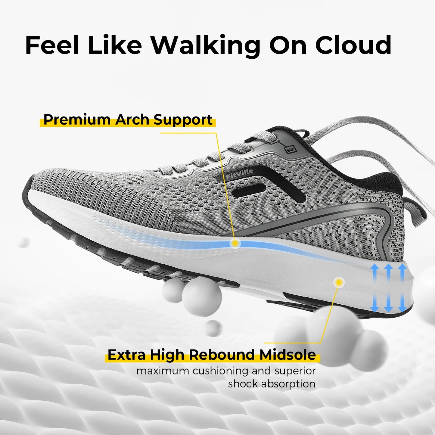 FitVille Men's Breathable Lightweight Running Shoes for Wide Feet