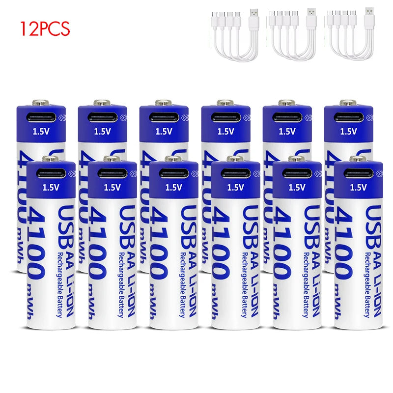 Kuugro USB Rechargeable AA Battery 1.5V 4100mWh Lithium Ion