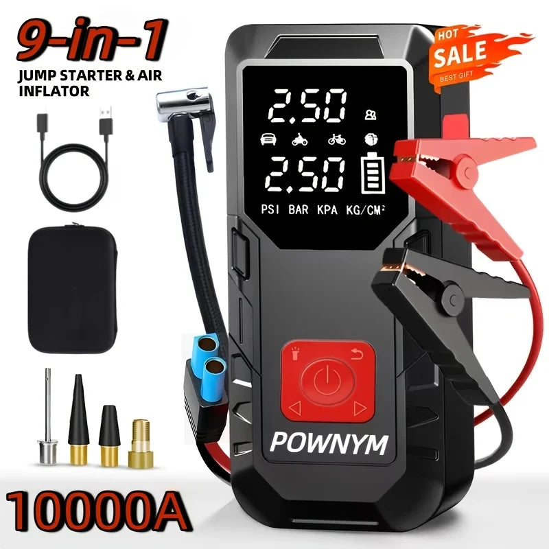 Portable Car Jump Starter Power Bank With Air Inflator