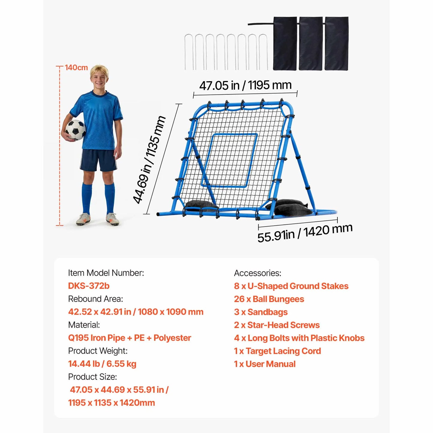 SucceBuy Soccer Rebounder Net With Iron Frame And PE Net For Practice