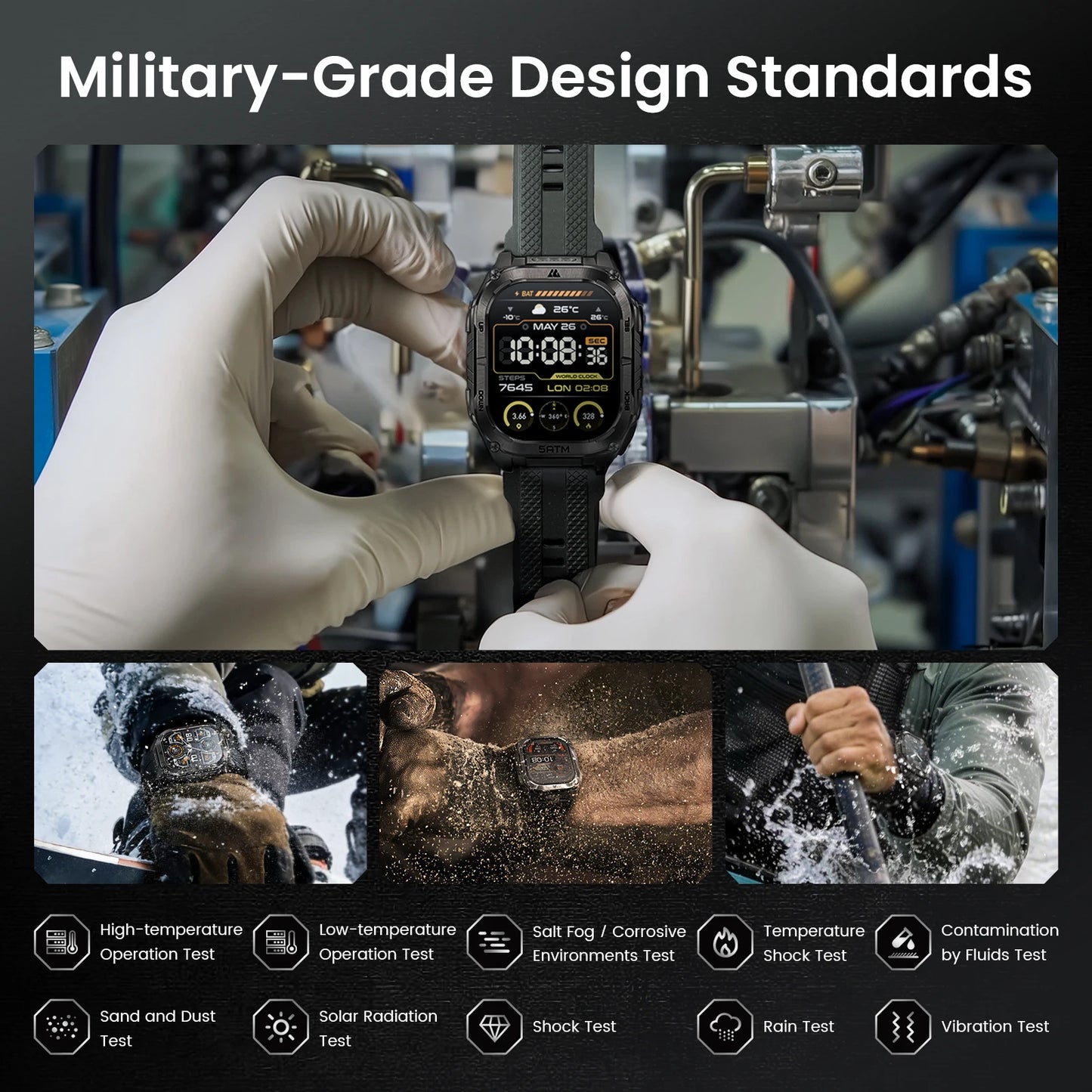 KOSPET Tank M4C Smartwatch GPS Health Tracking MIL STD 810H
