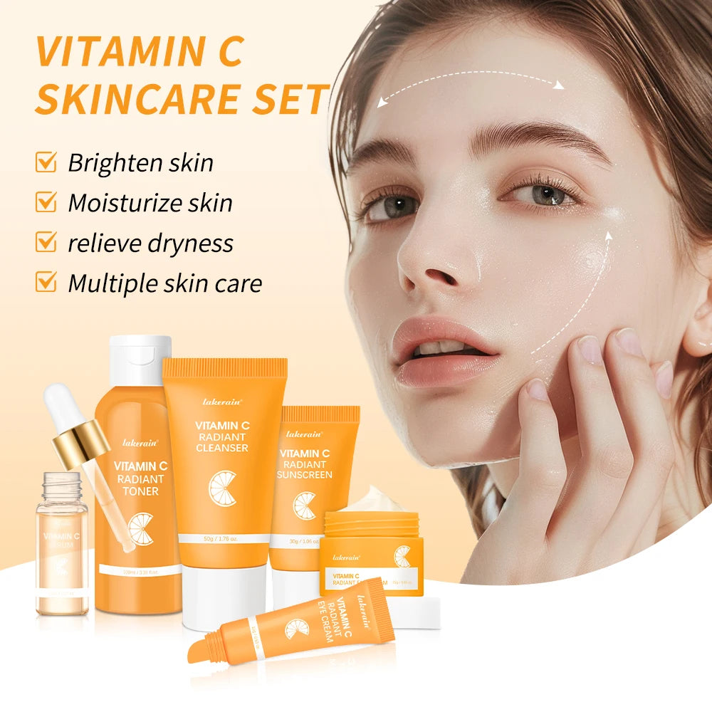 Lakerain Vitamin C Brightening Face Skincare Cream And Serum Set