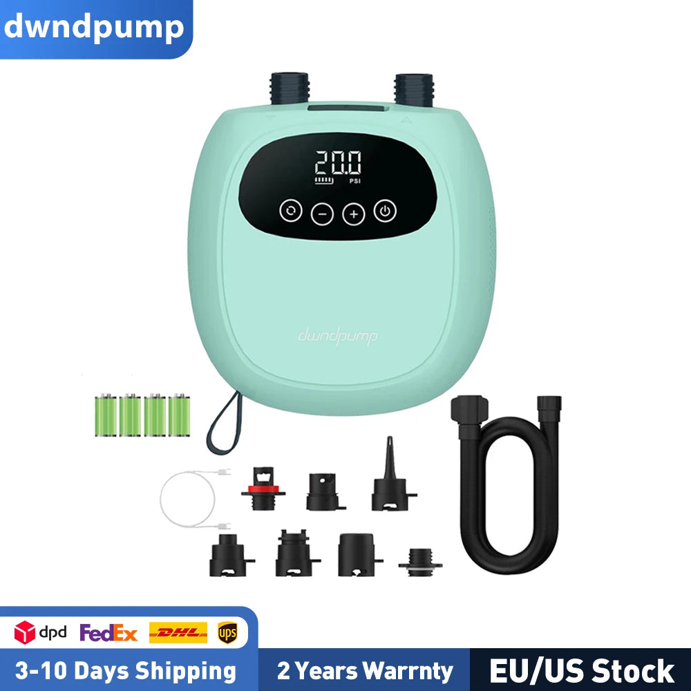 Dwndpump Electric SUP Pump With Battery 20PSI Inflator