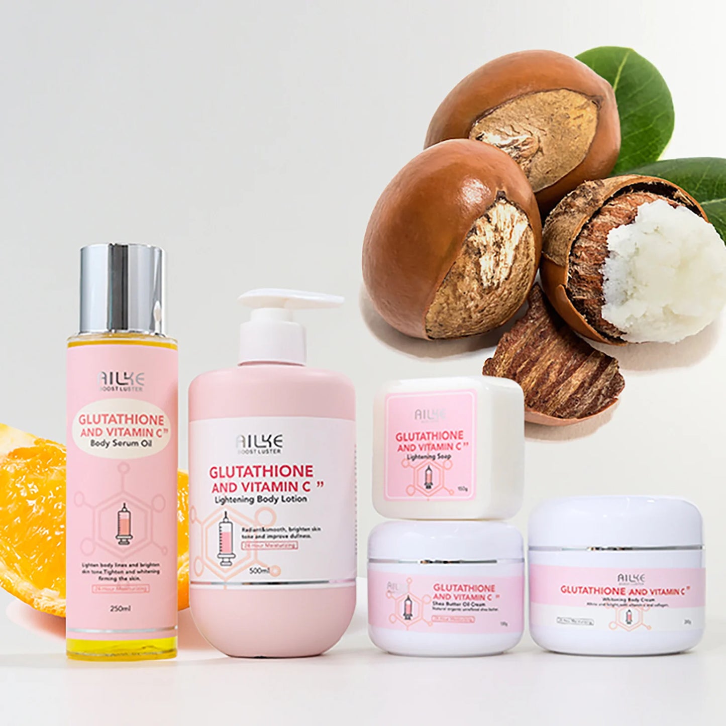AILKE Whitening Skin Care Kit, With Vitamin C, Glutathione, Brightening, Reduce Dark Spots, Clean Stains, for Men & Women
