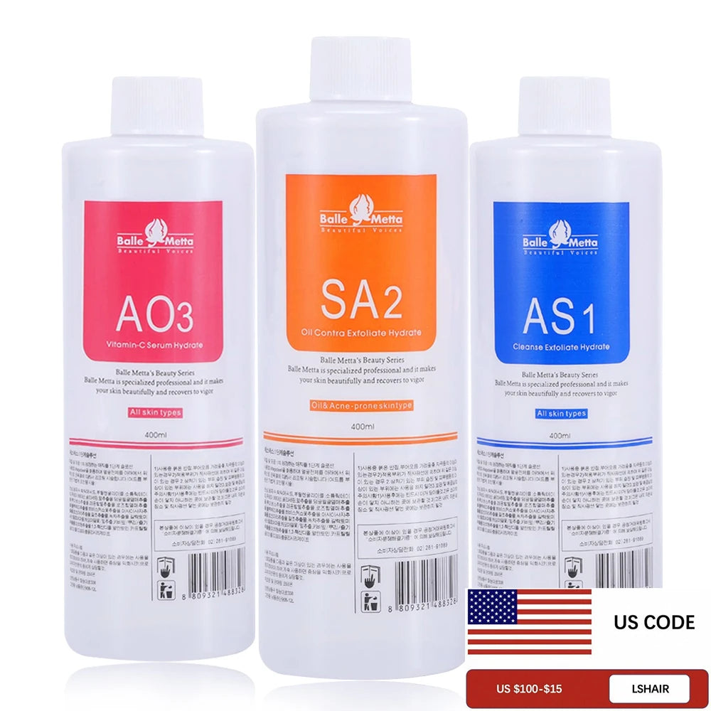YMEYFAN 3Pcs Hydra Facial Liquid Solution Set For Skin Care Deep Cleaning