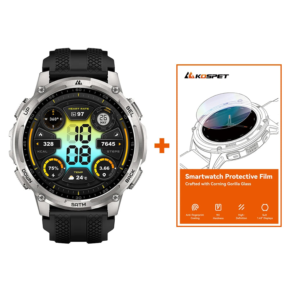 Kospet Tank T4C Smartwatch Dual Band GPS Rugged Outdoor 50M Waterproof